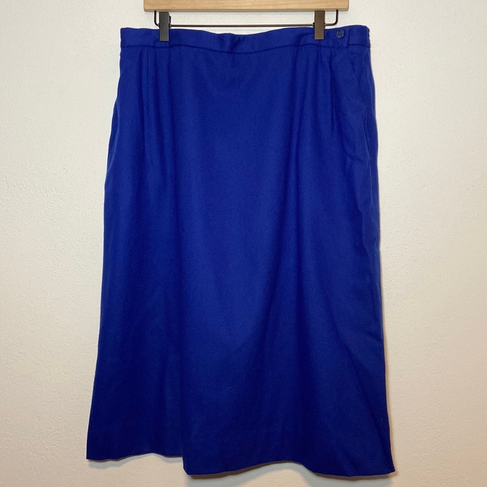 Vintage Cordon of Philadelphia Wool Midi Skirt with Pockets Size 36 Large Indigo